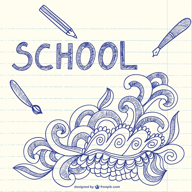 Notebook with school sketchy doodles art
