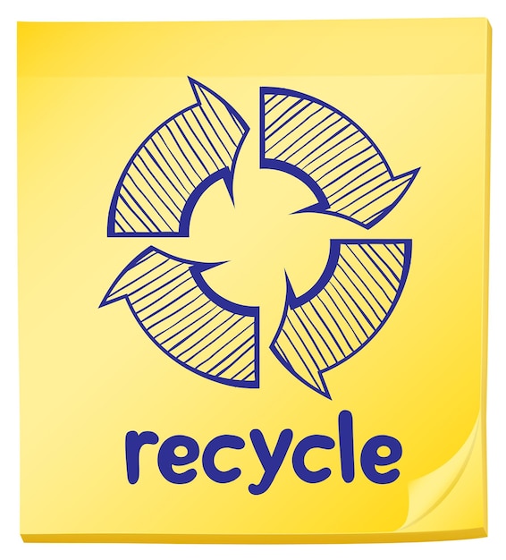 A notepad with a recycle label