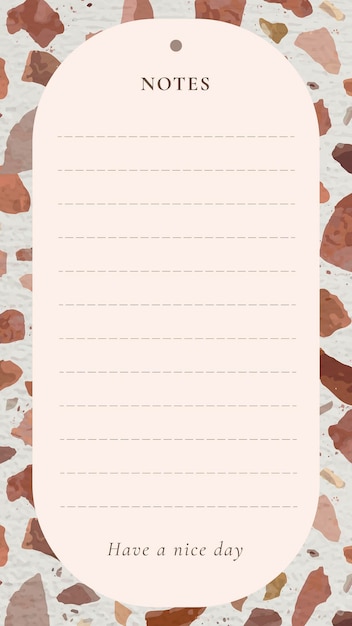 Free vector notes template, terrazzo background, aesthetic facebook, vector