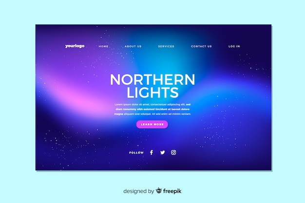 Free vector nothern lights landing page