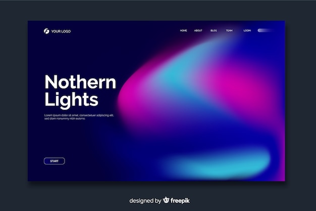 Free vector nothern lights landing page