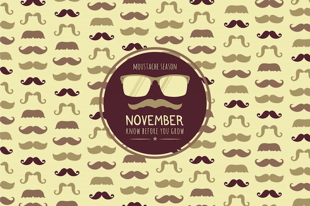 Free vector november background with different types of moustaches