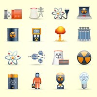 Nuclear energy icons yellow background