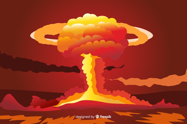 Free Vector nuclear explosion effect cartoon style