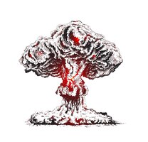 사막 무기 테스트에서 원자 버섯 구름의 핵 폭발 상승 불덩어리