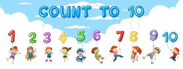 Free vector number 0 to 9 with math symbols