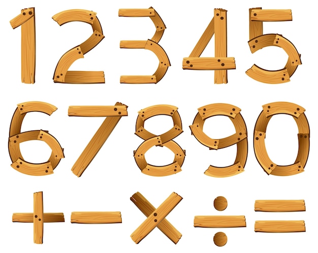 Free vector number 0 to 9 with math symbols