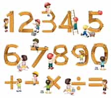 Free vector number 0 to 9 with math symbols
