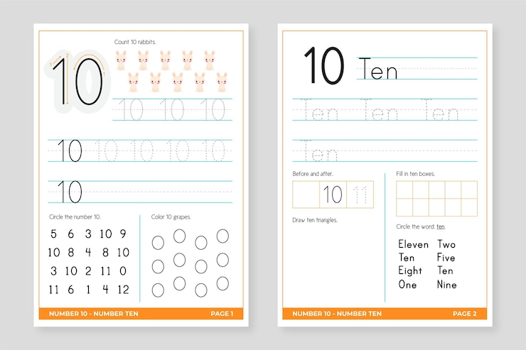 Free Vector number 10 worksheet template