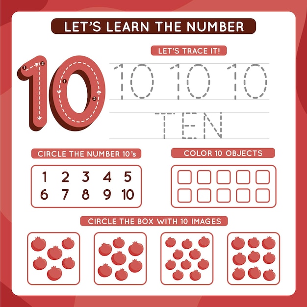 Number 10 worksheet template