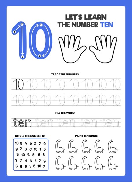 Number 10 worksheet template