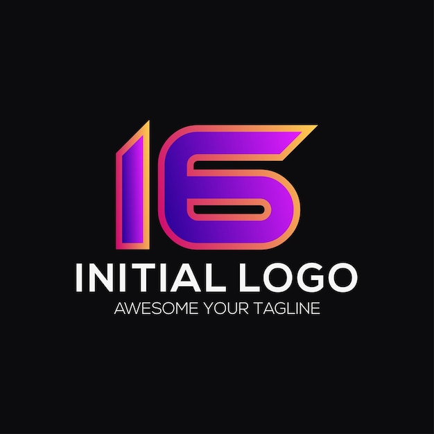 Free vector number 16 color logo design template modern