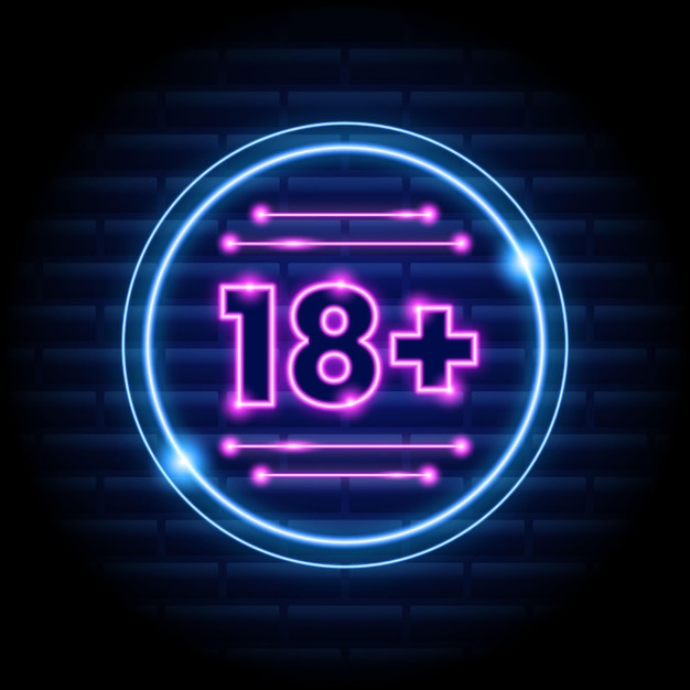 Бесплатное векторное изображение Номер 18+ в неоновом стиле