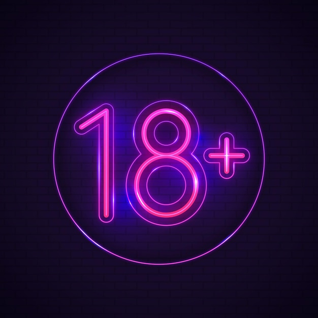 Number 18+ in neon concept
