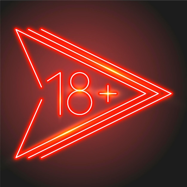 Number 18+ in neon style concept