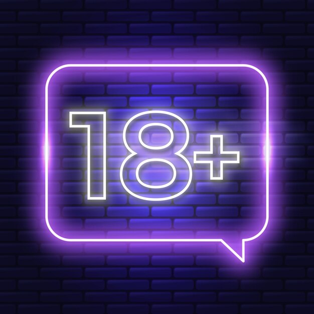 number 18+ in neon style