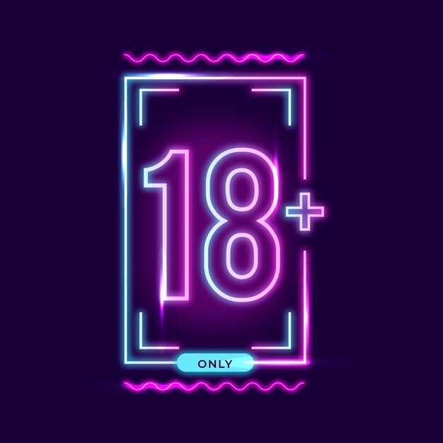 Number 18+ in neon style