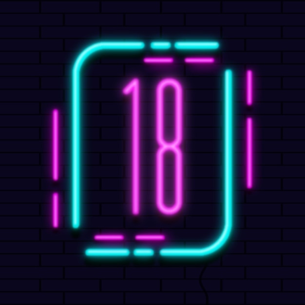 Number 18+ in neon style