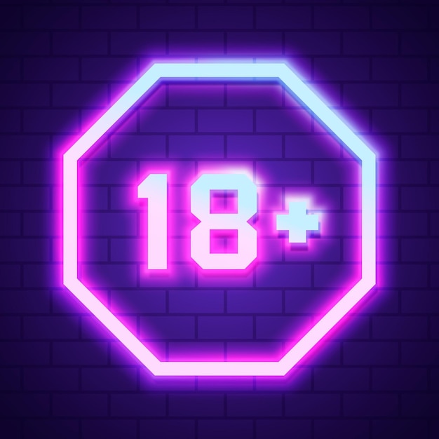 Number 18+ in neon style