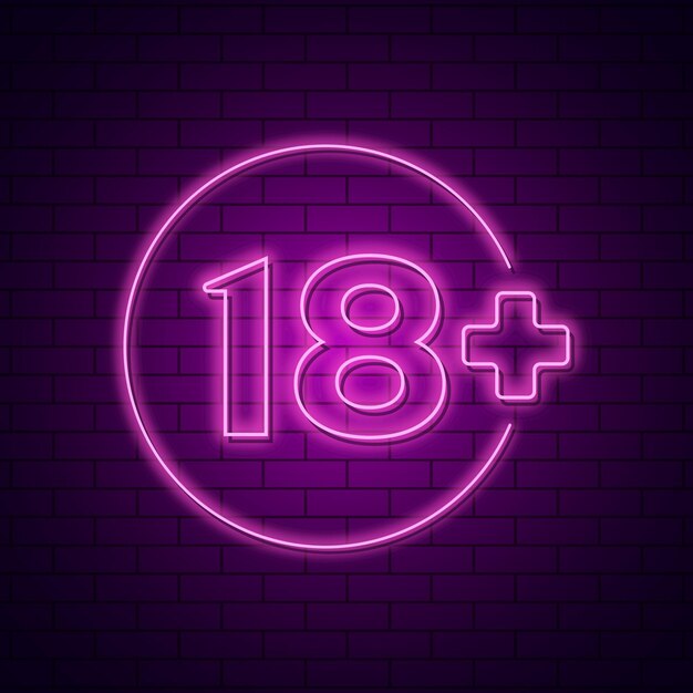 Number 18+ in neon style