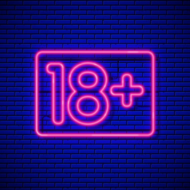 Free vector number 18+ in neon style