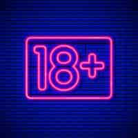 Free vector number 18+ in neon style