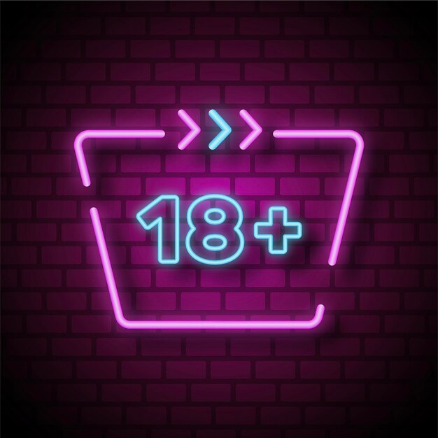 Number 18+ in neon style