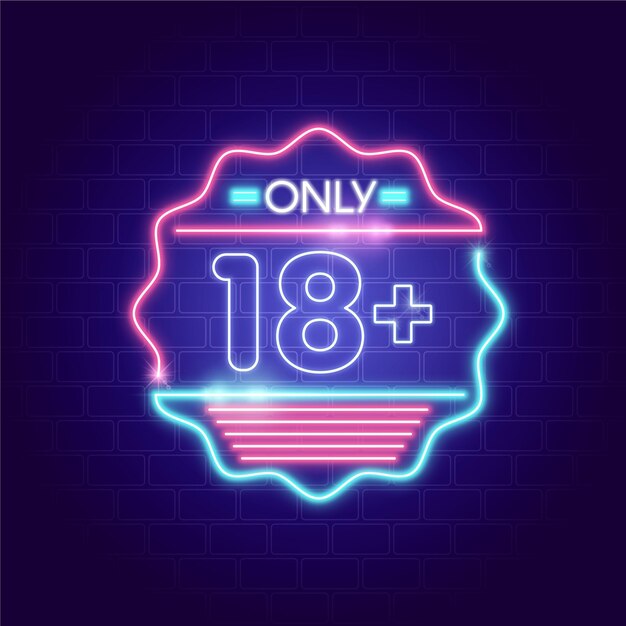 Number 18+ in neon style