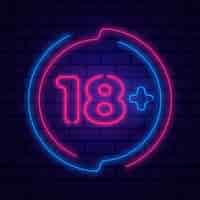 Free vector number 18+ in neon