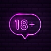 Number 18+ in purple neon style