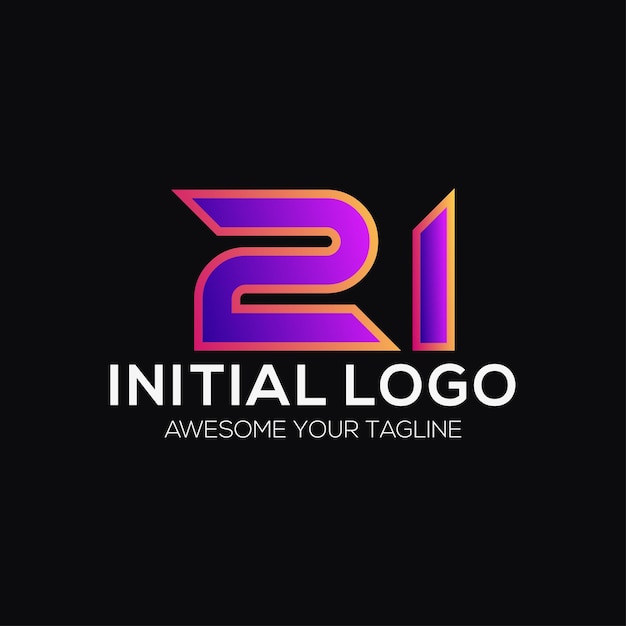 Vettore gratuito modello di design del logo a colori numero 21 moderno