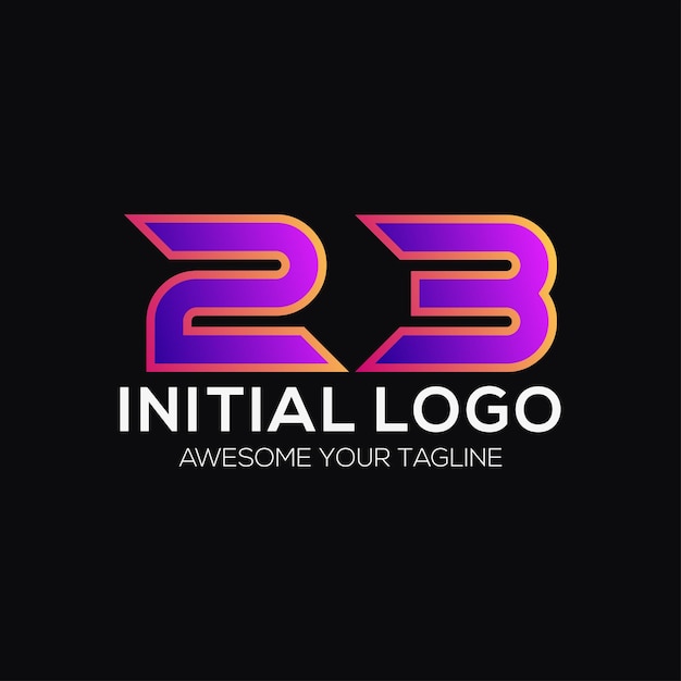 Number 23 color logo design template modern