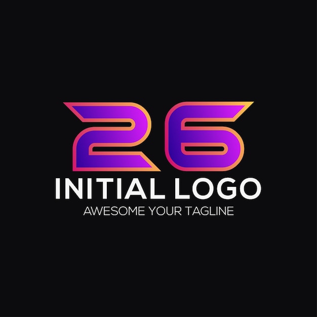 Number 26 color logo design template modern