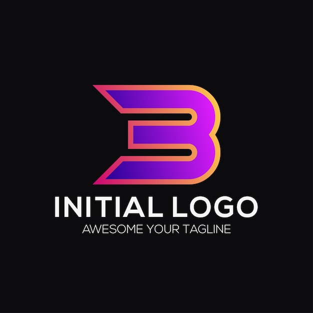 Number 3 color logo design template modern