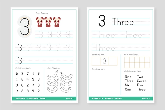 Number 3 worksheet template