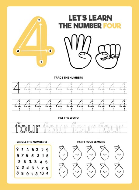 number 4 worksheet template