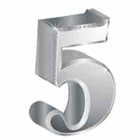 Free vector number 5, 3d, metallic