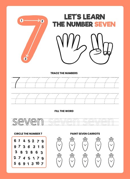 Number 7 worksheet template