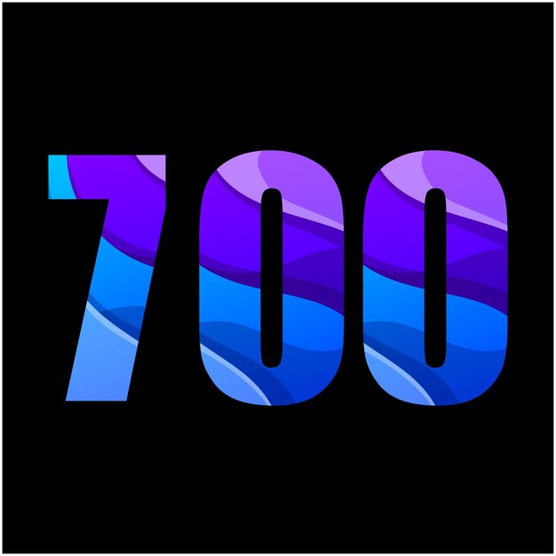 number 700 colorful gradient logo design