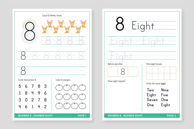 Number 8 worksheet template