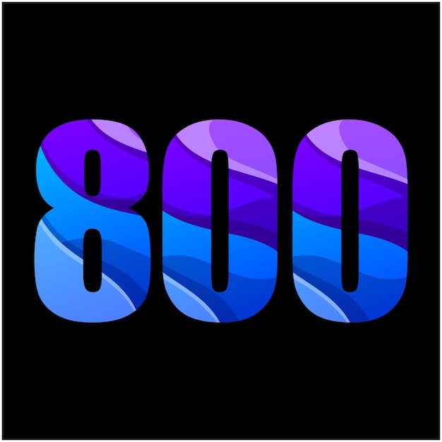 number 800 colorful gradient logo design