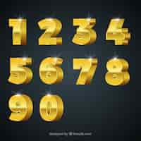 Free vector number collection with golden style
