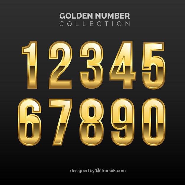 Number collection with golden style
