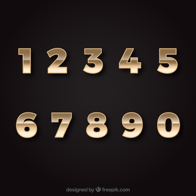 Number collection with golden style