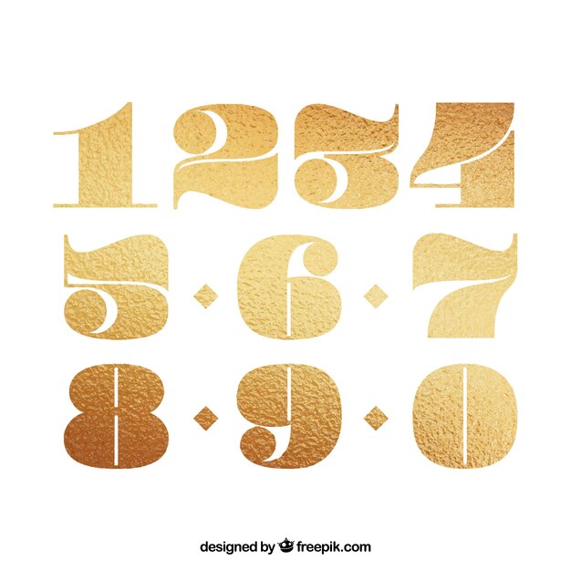 Number collection with golden style