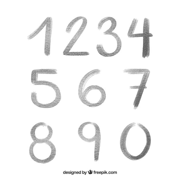 Free vector number collection with silver style