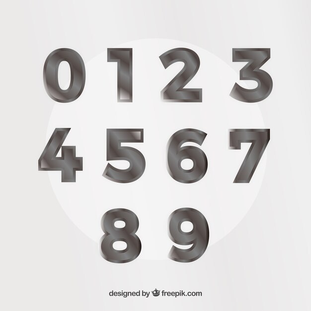 Free vector number collection with silver style