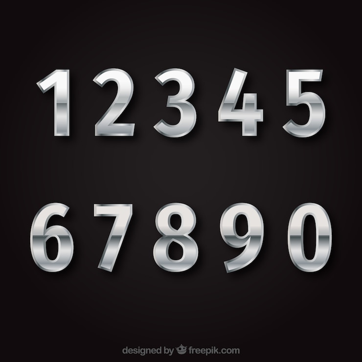 Free Vector number collection with silver style