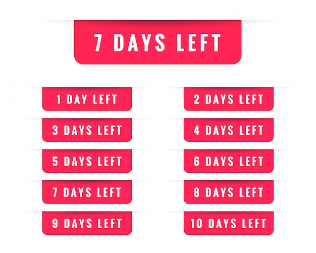 Free vector number of days left badge or label design