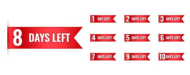 Free vector number of days left countdown banner in ribbon style